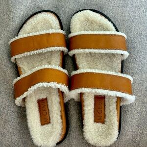 M. Gemi Women's Tan Shearling Sandals